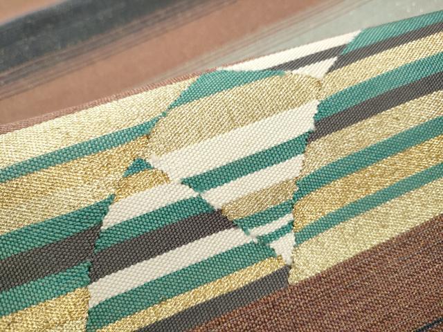 平和屋着物●太鼓柄袋帯　吉祥文　金糸　正絹　逸品　CAAT1026hy