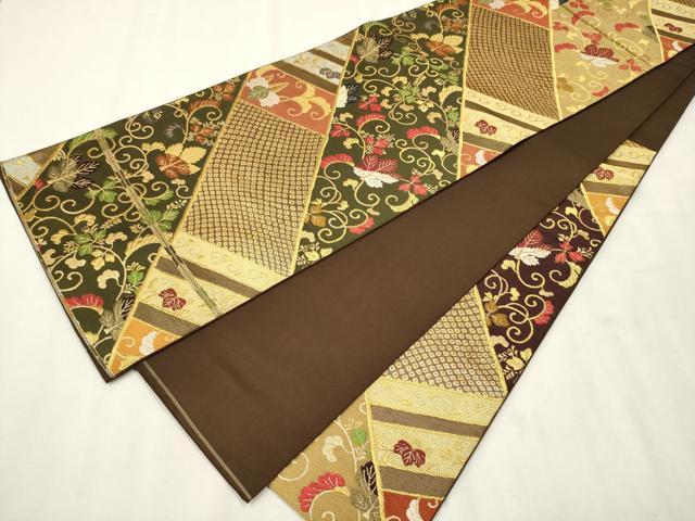平和屋着物●西陣　紫幸織　六通柄　本袋帯　長崎粧名壷　金糸　正絹　逸品　CAAT1036hy