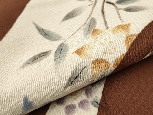 平和屋着物●六通柄袋帯　手描き　枝花文　金彩　正絹　逸品　CAAT1042hy