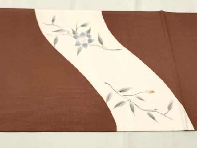 平和屋着物●六通柄袋帯　手描き　枝花文　金彩　正絹　逸品　CAAT1042hy