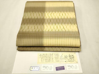 平和屋着物●両面 全通柄袋帯 絞り 横段文 証紙付き 正絹 逸品 CAAT1044hy