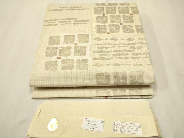 平和屋着物●西陣 六通柄袋帯 色紙押箔文 金糸 証紙付き CAAT1045hy