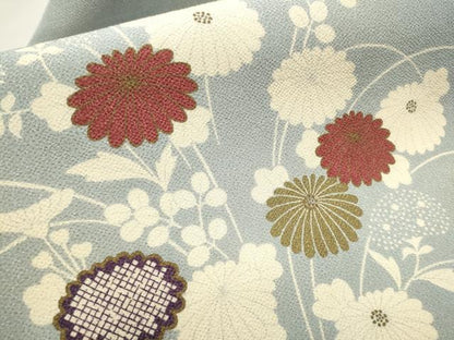 平和屋着物●九寸名古屋帯　草花文　金彩　鬼しぼ縮緬　正絹　逸品　CAAT1051hy