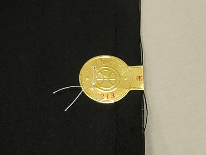 平和屋着物●西陣 六通柄袋帯 吉祥唐織 能衣彩松文様 黒地 金糸 正絹 逸品 未使用 CAAT1159hy