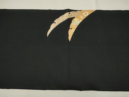 平和屋着物●八寸名古屋帯　佐賀錦　総刺繍　雪芝宝尽くし文　黒地　金銀糸　正絹　逸品　CAAT1177hy