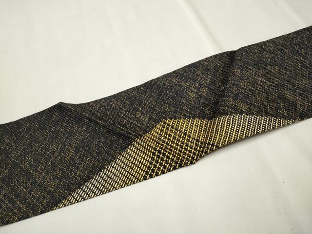 平和屋着物●八寸名古屋帯 組織 吉祥文 黒地 金糸 正絹 逸品 CAAT1179hy