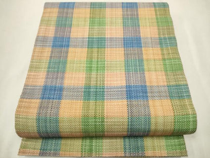 平和屋着物●銀座きしや　八寸名古屋帯　格子柄　正絹　逸品　CAAT1181hy