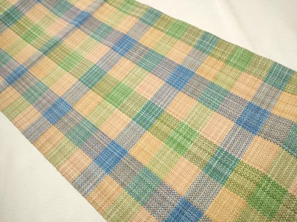 平和屋着物●銀座きしや　八寸名古屋帯　格子柄　正絹　逸品　CAAT1181hy