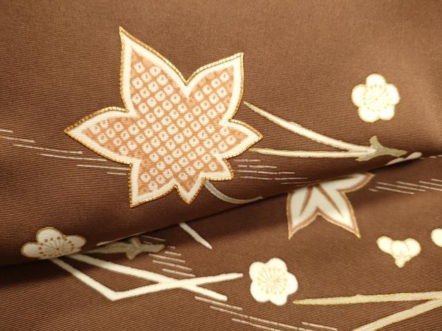 平和屋着物●銀座きしや　塩瀬　九寸名古屋帯　駒刺繍　吹き寄せ舞梅文　金彩　正絹　逸品　CAAT1182hy