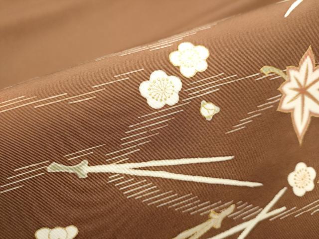 平和屋着物●銀座きしや　塩瀬　九寸名古屋帯　駒刺繍　吹き寄せ舞梅文　金彩　正絹　逸品　CAAT1182hy