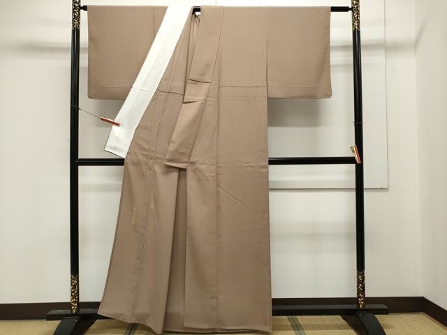 平和屋着物▽上質な色無地 単衣 色無地 作家物 柿渋染 白茶色 正絹 逸品 CAAT1382ev