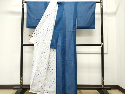 平和屋着物▽小紋 単衣 絽合わせ 絽×絽 立涌菱文 洗える着物 CAAT1913ev