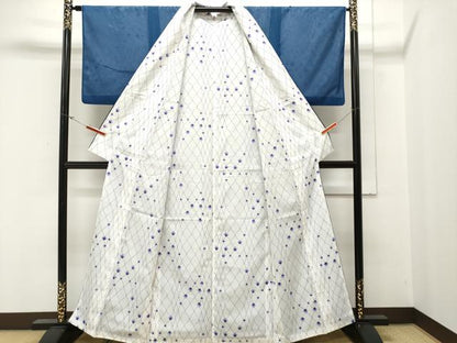 平和屋着物▽小紋 単衣 絽合わせ 絽×絽 立涌菱文 洗える着物 CAAT1913ev