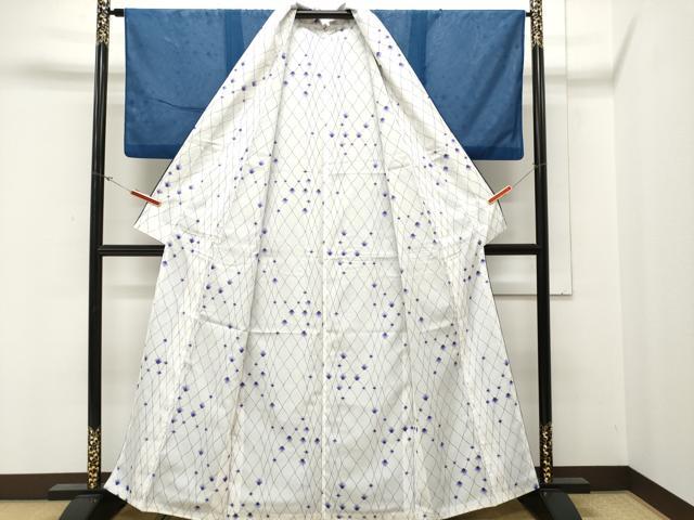 平和屋着物▽小紋 単衣 絽合わせ 絽×絽 立涌菱文 洗える着物 CAAT1913ev