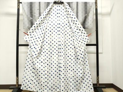 平和屋着物▽小紋 単衣 絽合わせ 絽×絽 縞 飛鶴花文 洗える着物 CAAT1914ev