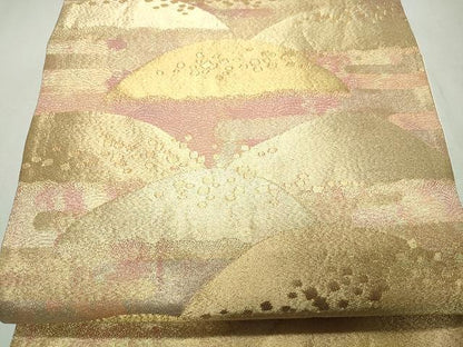 平和屋着物◎六通柄袋帯　遠山文　金糸　正絹　逸品　CAAT2084yk