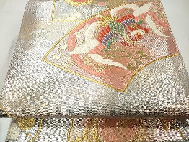 平和屋着物◎六通柄袋帯 唐織 地紙鳳凰唐草文 金銀糸 正絹 逸品 CAAT2150yk