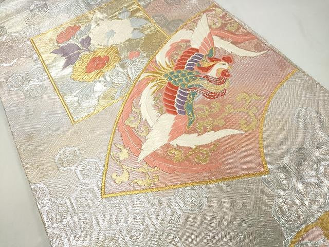 平和屋着物◎六通柄袋帯 唐織 地紙鳳凰唐草文 金銀糸 正絹 逸品 CAAT2150yk