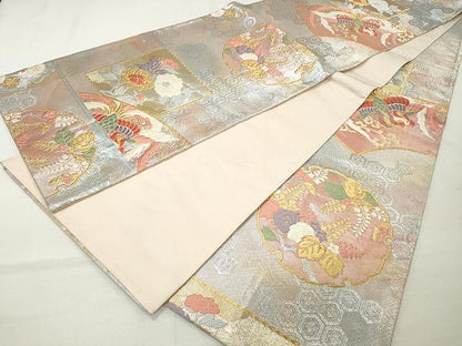 平和屋着物◎六通柄袋帯 唐織 地紙鳳凰唐草文 金銀糸 正絹 逸品 CAAT2150yk