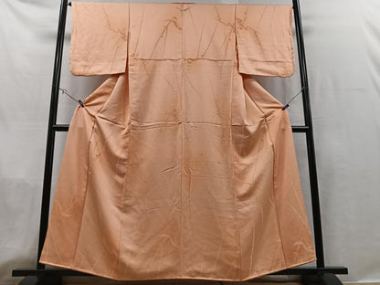平和屋着物■上質な色無地　草花地紋　宍色　正絹　逸品　CAAT3498xe