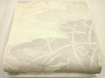 平和屋着物＊夏物 六通柄袋帯 雲重ね草花文 銀糸 正絹 逸品 CAAT3616eg