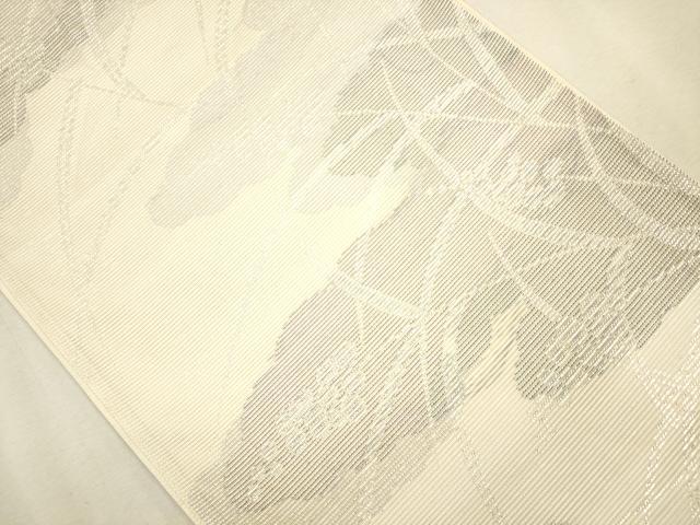 平和屋着物＊夏物 六通柄袋帯 雲重ね草花文 銀糸 正絹 逸品 CAAT3616eg