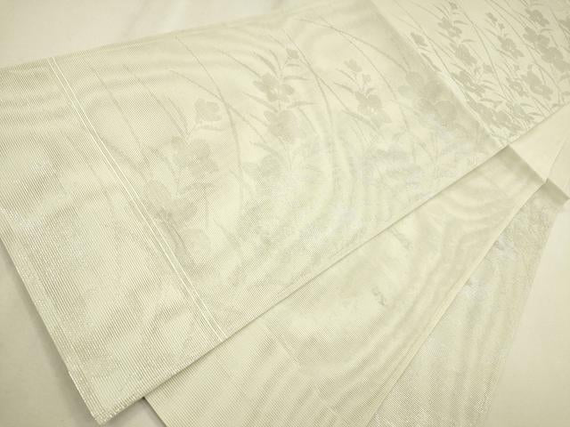平和屋着物＊夏物 六通柄袋帯 草花文 銀糸 正絹 逸品 CAAT3620eg
