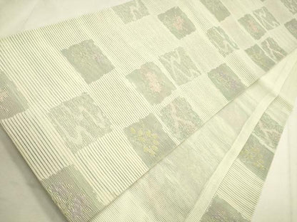 平和屋着物＊夏物　六通柄　京袋帯　色紙草花文　CAAT3741eg