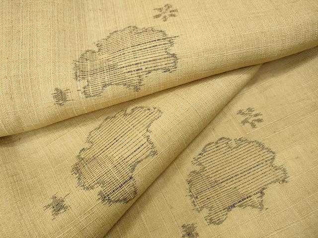 平和屋着物▽生紬 単衣 雪輪花文 正絹 逸品 CAAT4113ut
