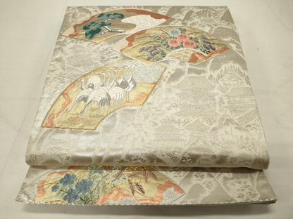 平和屋着物◎六通柄袋帯 唐織 地紙花文 金銀糸 正絹 逸品 CAAT4420in