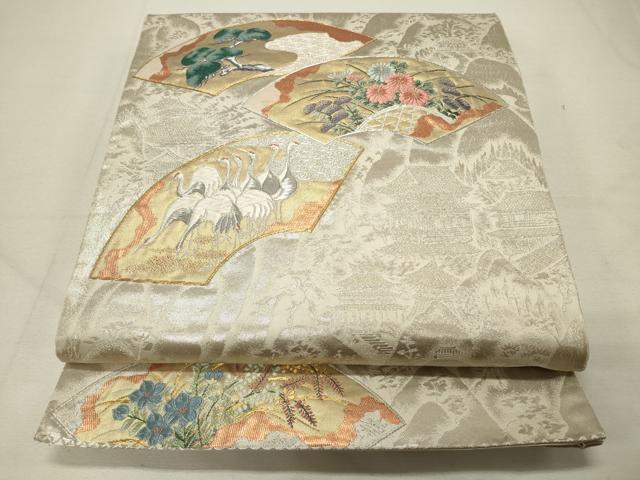 平和屋着物◎六通柄袋帯 唐織 地紙花文 金銀糸 正絹 逸品 CAAT4420in
