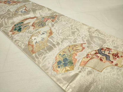 平和屋着物◎六通柄袋帯 唐織 地紙花文 金銀糸 正絹 逸品 CAAT4420in