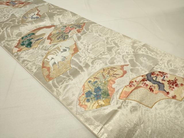 平和屋着物◎六通柄袋帯 唐織 地紙花文 金銀糸 正絹 逸品 CAAT4420in