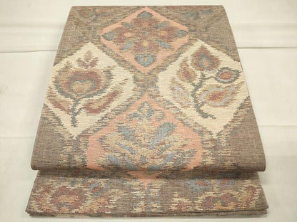 平和屋着物◎六通柄袋帯 菱花文 金糸 正絹 逸品 CAAT4731in