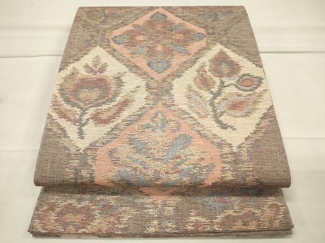 平和屋着物◎六通柄袋帯 菱花文 金糸 正絹 逸品 CAAT4731in