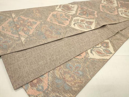 平和屋着物◎六通柄袋帯 菱花文 金糸 正絹 逸品 CAAT4731in