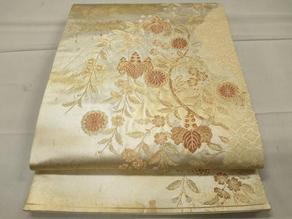 平和屋着物◎六通柄袋帯 枝花文 金銀糸 引箔 正絹 逸品 CAAT4745in