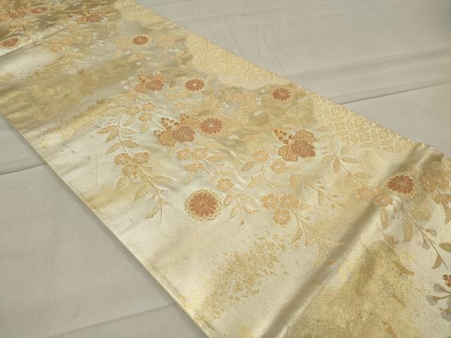 平和屋着物◎六通柄袋帯 枝花文 金銀糸 引箔 正絹 逸品 CAAT4745in