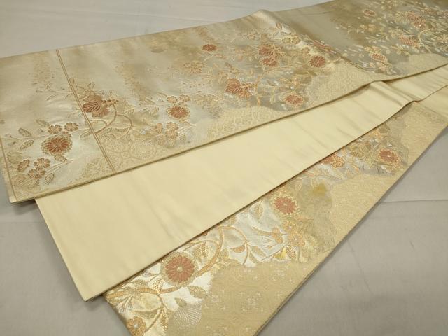 平和屋着物◎六通柄袋帯 枝花文 金銀糸 引箔 正絹 逸品 CAAT4745in