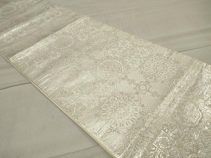 平和屋着物◎六通柄袋帯　正倉院花文　銀糸　正絹　逸品　CAAT4753in