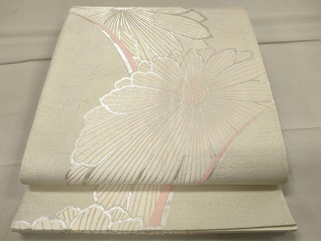 平和屋着物◎六通柄袋帯 菊 銀糸 正絹 逸品 CAAT4762in