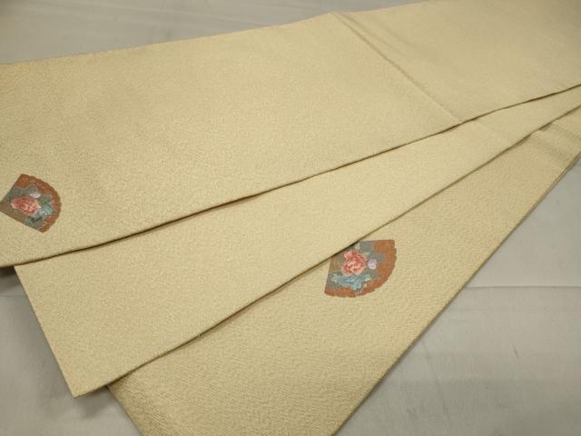 平和屋着物◎太鼓柄袋帯 刺繍 扇面草花文 金糸 正絹 逸品 CAAT4765in