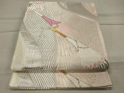 平和屋着物◎六通柄袋帯 唐織 孔雀文 金銀糸 正絹 逸品 CAAT4766in