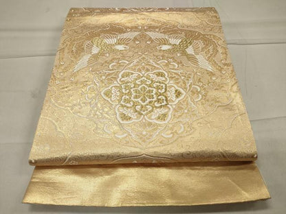 平和屋着物◎六通柄袋帯 唐織 双鳥花文 金糸 正絹 逸品 CAAT4769in