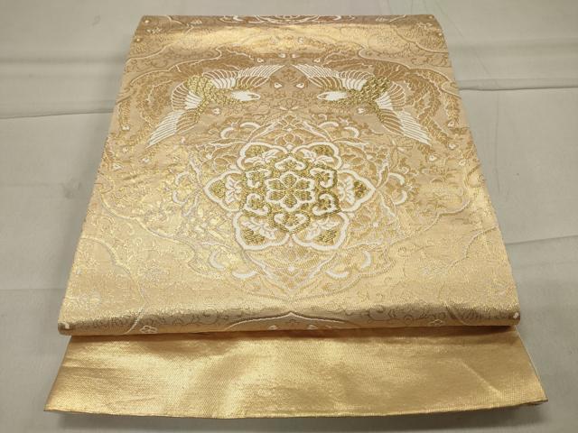 平和屋着物◎六通柄袋帯 唐織 双鳥花文 金糸 正絹 逸品 CAAT4769in