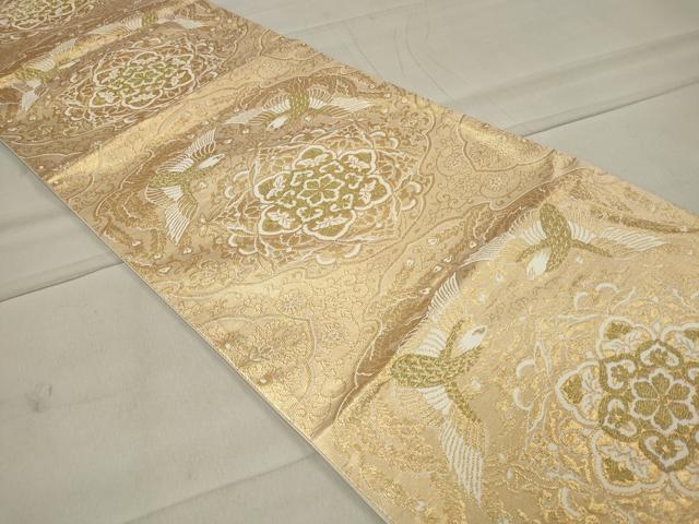 平和屋着物◎六通柄袋帯 唐織 双鳥花文 金糸 正絹 逸品 CAAT4769in