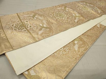 平和屋着物◎六通柄袋帯 唐織 双鳥花文 金糸 正絹 逸品 CAAT4769in