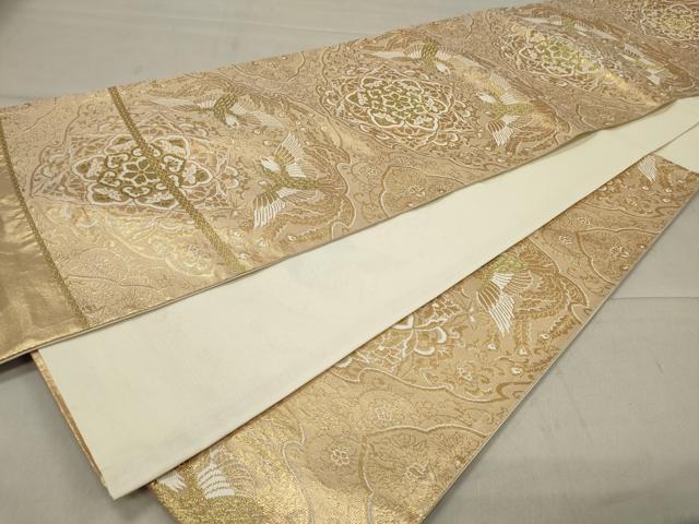 平和屋着物◎六通柄袋帯 唐織 双鳥花文 金糸 正絹 逸品 CAAT4769in