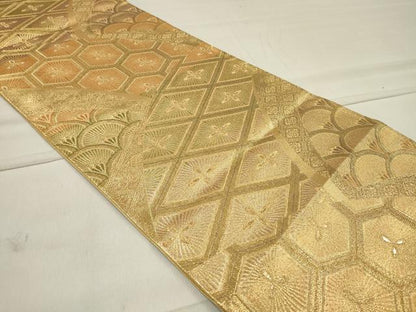 平和屋着物◎六通柄袋帯 吉祥花文 金糸 正絹 逸品 CAAT4795in