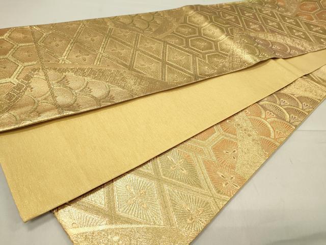 平和屋着物◎六通柄袋帯 吉祥花文 金糸 正絹 逸品 CAAT4795in